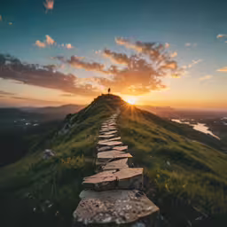 a long, straight stone wall sitting on the side of a mountain