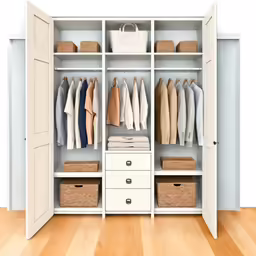 a large closet with several items on it