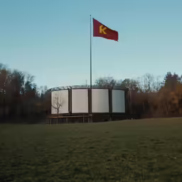 a flag flies from the top of a tank