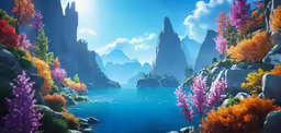 an artistic view of a river running through mountains