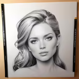 a drawing of a woman with long blonde hair