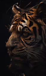 a tiger with hair blowing in the wind
