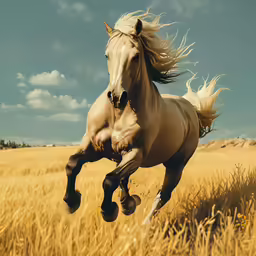 an image of a running horse in the wild
