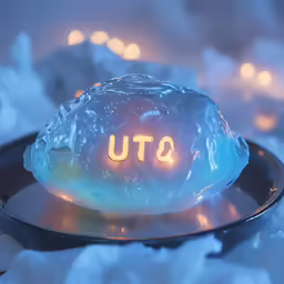 the light is glowing on a plate with a logo