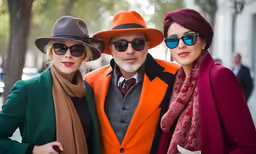 a man and two women pose for the camera