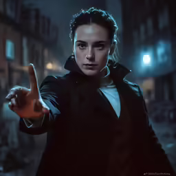 a woman holds out her hand for the camera