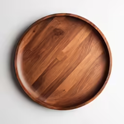 wood plate on a white surface