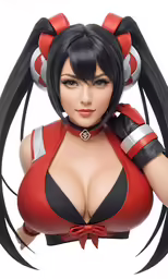a busture doll with black hair wearing armor
