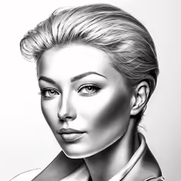 a drawing of a beautiful blonde girl wearing a necktie