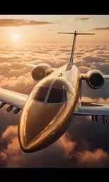 an airplane in the sky above clouds