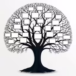 the family tree with pictures hanging on the tree branch