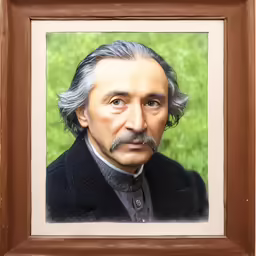 a painting of a man with grey hair