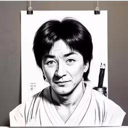 a woman standing in front of a drawing