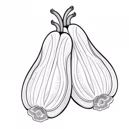 the pod of podos is a fruit that can be grown,two vegetables with long stems in a drawing style