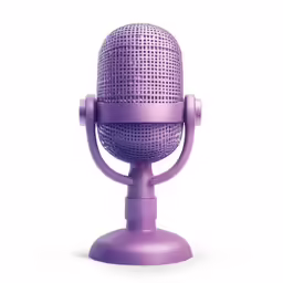 a purple microphone with headphones on it