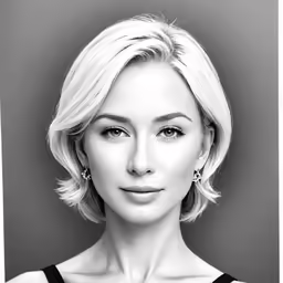 a young blonde woman with short, wavy hair