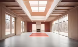 a large room that has a rug on the floor