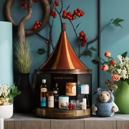 various spa products are displayed on display