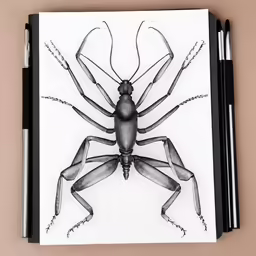 an illustration of a bug on a piece of paper