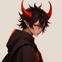 the character with horns on is posing for a picture