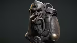 a 3d character, a large head with an ornate headdress