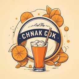 a drawing of an alcoholic drink with orange slices around it