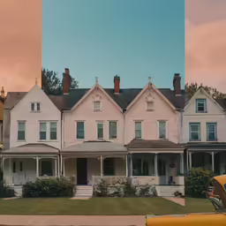 two photos of houses side by side with one showing a fire hydrant