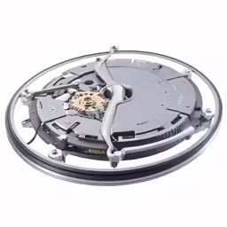 the mechanism on the clock, with a white background