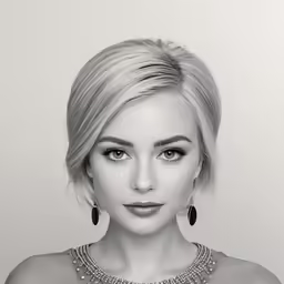 the beautiful young blonde haired girl wearing a necklace and earrings