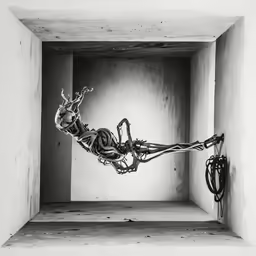 an art work created by people is featured in this black and white photo