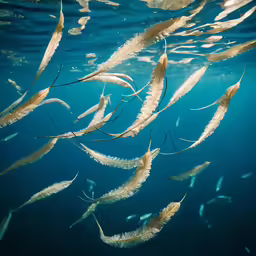 many fish swimming in a large pool