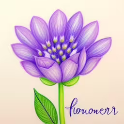 a drawing of flowers with green leaves and the words flower written in cursive writing,purple flower drawing on white paper with a blue stem,a drawing of a flower and the name flower,the words flower are written below the purple flower,a drawing of a purple flower and the word flower written in blue ink