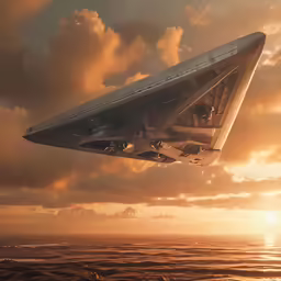 there is a plane flying over the ocean