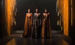 a couple of women walking down a runway