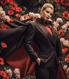 an image of a woman wearing black and red