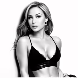 a beautiful woman in a bra with long hair