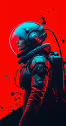 a person in scuba gear wearing a red and blue shirt