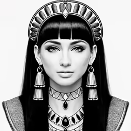 a drawing of a woman wearing ethnic costume and large headpieces