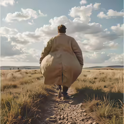 there is a person walking away from the viewer