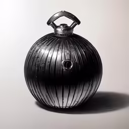 an old fashioned ball and pincere vase with a black handle