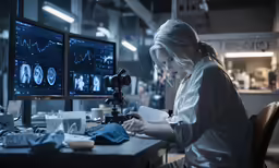 a woman taking an image in front of a computer monitor