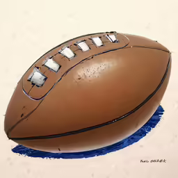 a drawing of an american football lying on the ground