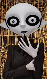 a strange looking mask is made to look like a woman