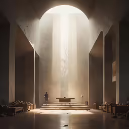 sunlight streaming through two rooms over a bench
