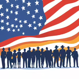 military service men in front of an american flag