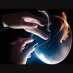 person uses a lighter to light a glowing object