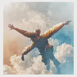 a man standing on his arms in the air