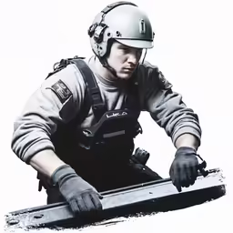 a man in uniform and safety gear
