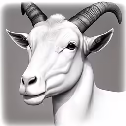 a drawing of a goat with horns on its head