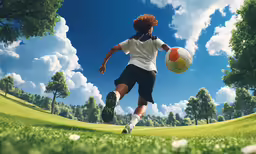 an animation image of a person playing with a soccer ball